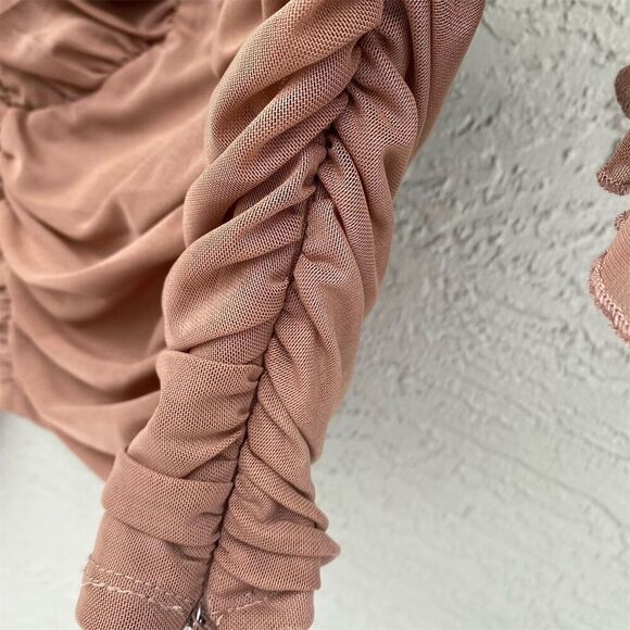 Forever 21 Women's Chiffon Peasant Sleeve Cropped Blouse Size L - Picture 7 of 9